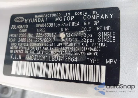 2011 Hyundai Tucson Gls из США, поврежденный, VIN KM8JUCAC6BU142864